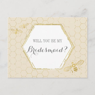 Cartão Postal De Convite Proposta Personalizada Dourada de Bridesmaid de Cr