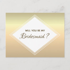 Cartão Postal De Convite Proposta Simples de Bridesmaid Dourada