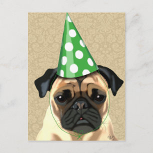 Cartão Postal De Convite Pug do Partido