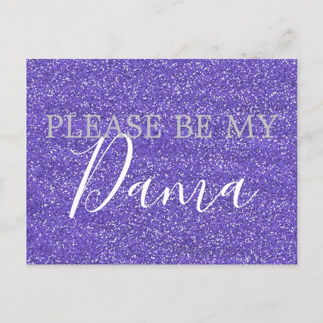 Cartão Postal De Convite Purple Faux Glitter Dama Quinceanera Proposta (Frente)