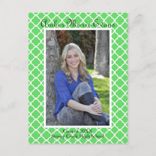 Cartão Postal De Convite Quatrefoil Verde Lima - Cartão de Formatura
