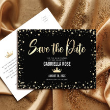 Quinceañera Salve o Dia Coroa com Glitter Preto e 