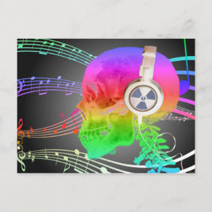 Cartão Postal De Convite Rainbow Trippy Skull Music Psychedelic Dance Party