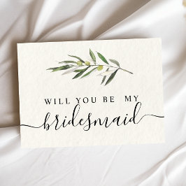 Cartão Postal De Convite Ramo Verde Oliva Aquarela Simples