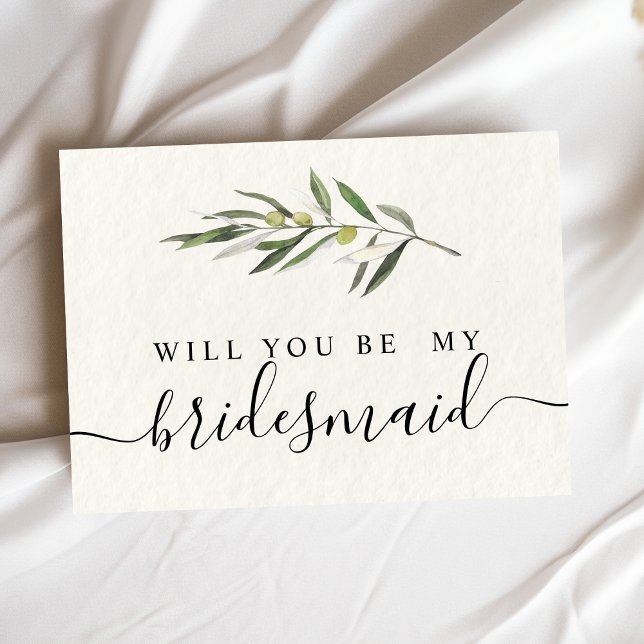 Cartão Postal De Convite Ramo Verde Oliva Aquarela Simples (Criador carregado)