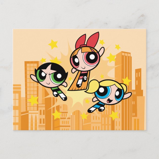 Cartão Postal De Convite Raparigas Powerpuff Salvem O Dia (Frente)