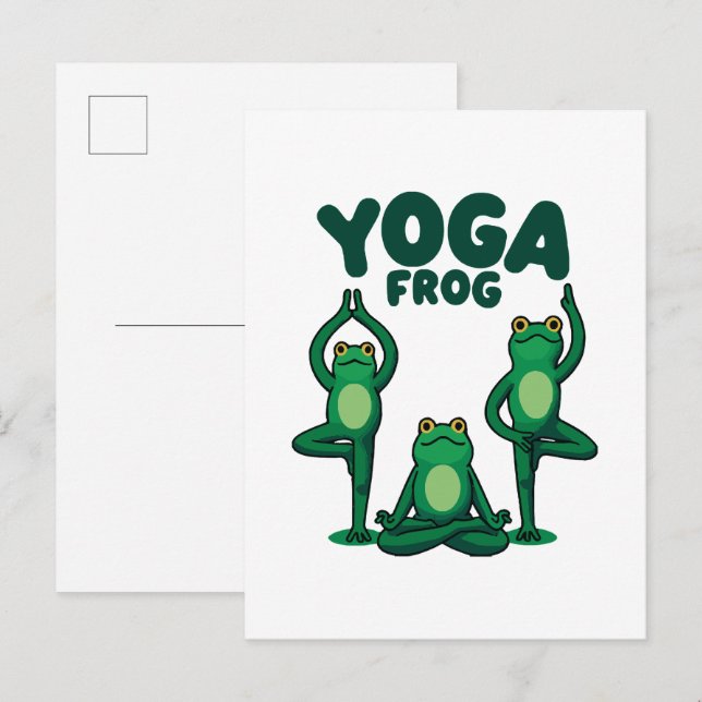 Cartão Postal De Convite Rãs de Yoga (Frente/Verso)