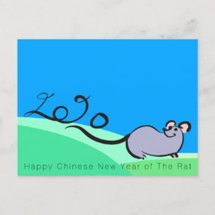 Cartão Postal De Convite Rato Chinês de Cartoon Paisagista Ano 2020 P