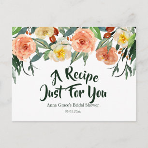 Cartão Postal De Convite Receita de Chá de Noiva Floral de Outono