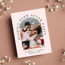 Cartão Postal De Convite Recepção de Casamento Rosa com Foto da Arco Elegan