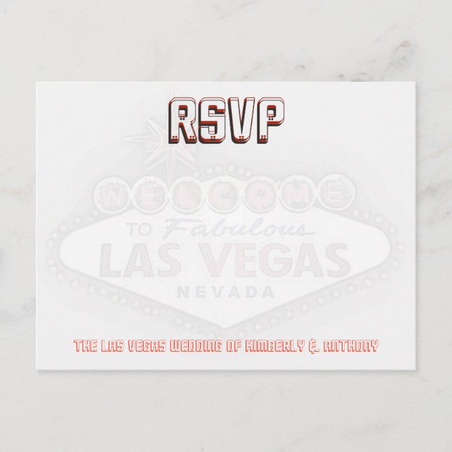 Cartão Postal De Convite Recepção de casamento RSVP de Las Vegas (Frente)