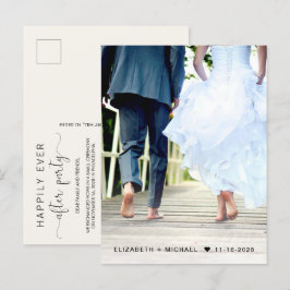 Cartão Postal De Convite Recepção de Creme com Foto do Era Feliz Para Sempr