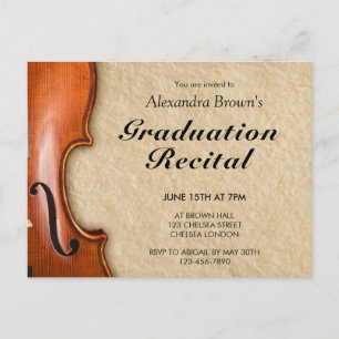Cartão Postal De Convite Recital de Formatura de Violinista Músico Clássico
