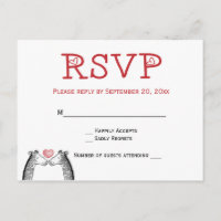 Red Burgundy RSVP Giraffe Weding Love