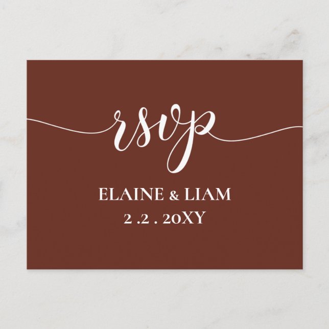 Cartão Postal De Convite Red Terracotta Rustic Burnt Clay Earthy RSVP (Frente)