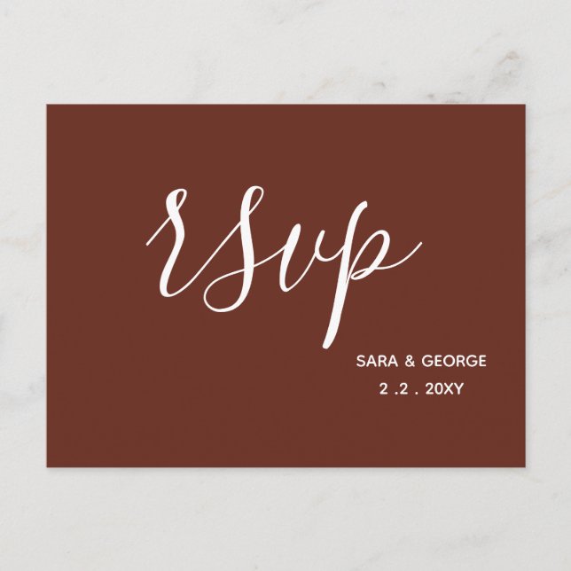 Cartão Postal De Convite Red Terracotta Rustic Burnt Clay Earthy RSVP (Frente)