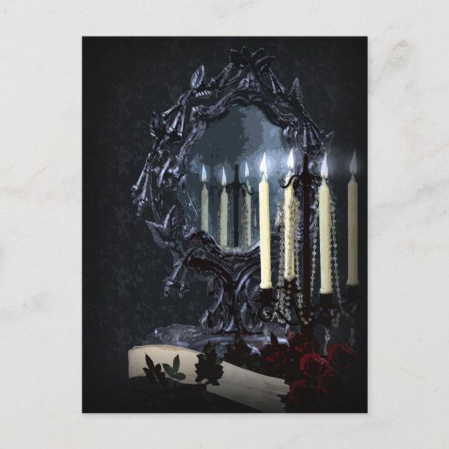 Cartão Postal De Convite Reflexões Chá de casamento de Fantasia Gótica Conv (Frente)