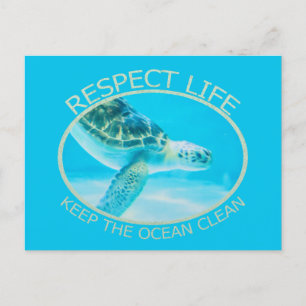 Cartão Postal De Convite Respeite a vida, mantenha o oceano limpo