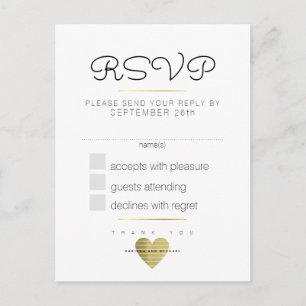 Cartão Postal De Convite responda gentilmente ao casamento rsvp white