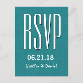 Cartão Postal De Convite Resposta de Casamento de RSVP Moderno Teal e White