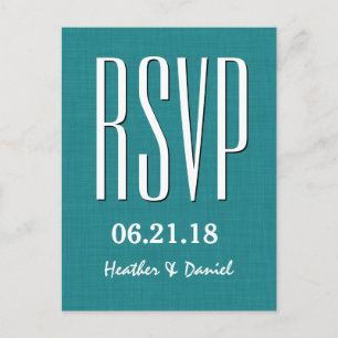 Cartão Postal De Convite Resposta de Casamento de RSVP Moderno Teal e White