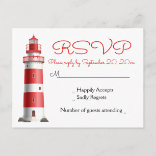 Cartão Postal De Convite Resposta de Casamento de Verão na Praia do Farol N