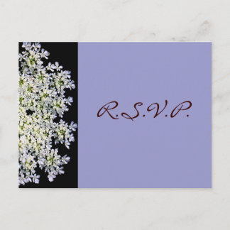 Cartão Postal De Convite resposta de casamento floral branco vintage roxo