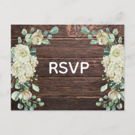 Cartão Postal De Convite Resposta de Casamento Floral Rosa de Madeira de Ce