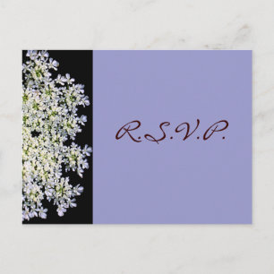 Cartão Postal De Convite resposta de casamento floral roxo branco vintage