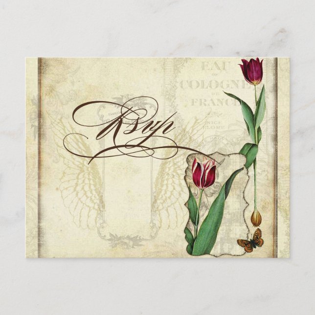 Cartão Postal De Convite Resposta de RSVP de Casamento Formal de Peacock &  (Frente)