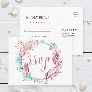 Cartão Postal De Convite Resposta de Verão Colorido Sob o Mar