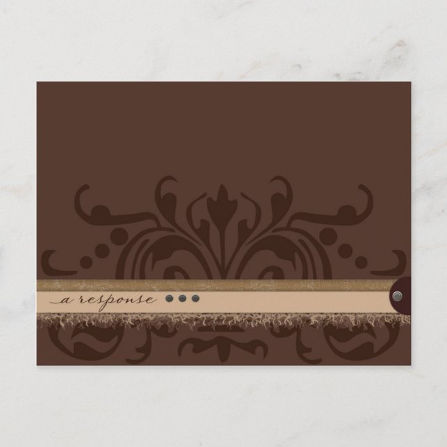 Cartão Postal De Convite Resposta Marrom Monocromática (Frente)