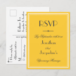 Cartão Postal De Convite Resposta RSVP: Casamento Clássico Elegante