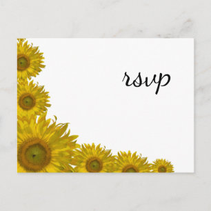 Cartão Postal De Convite Resposta RSVP de Casamento de Borda Sunflower