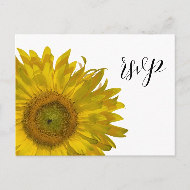 Cartão Postal De Convite Resposta RSVP de Casamento de Girassol Amarelo (Frente)