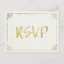 Cartão Postal De Convite Resposta RSVP de Casamento de Quadro Floral de Scr
