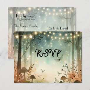 Cartão Postal De Convite Respostas para o Casamento na Floresta Crepuscular