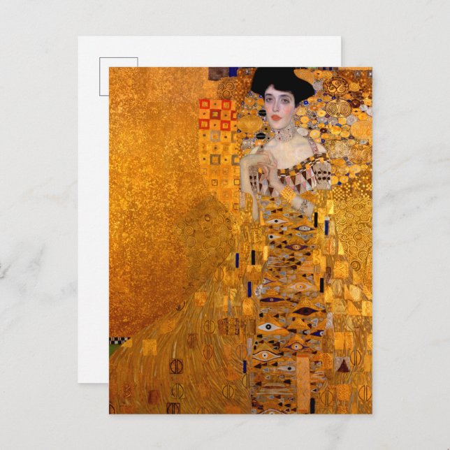 Cartão Postal De Convite Retrato de Adele Bloch-Bauer I por Klimt (Frente/Verso)