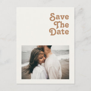 Cartão Postal De Convite Retro Beach   Foto em Marfim Save The Date