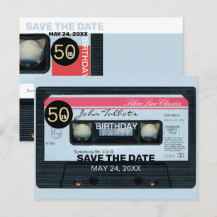 Cartão Postal De Convite Retro C Audiotape 50ª Data de Salvamento da festa 