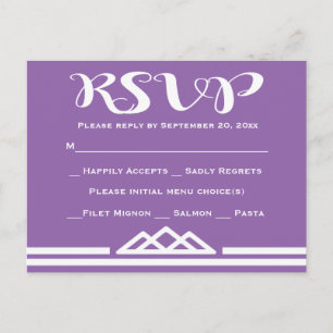 Cartão Postal De Convite Rétro Roxo RSVP Geométrico Triângulo Tribal
