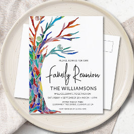 Cartão Postal De Convite Reunião Colorida da Família Árvore