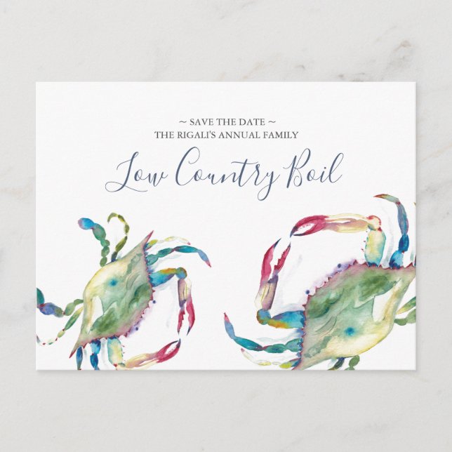 Cartão Postal De Convite Reunião da família costeira Salvar a data (Frente)