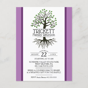 Cartão Postal De Convite Reunião da Família de Árvore da lavanda