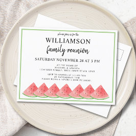 Cartão Postal De Convite Reunião da Família Watermelon