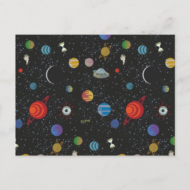 Cartão Postal De Convite RICK E MORTY™ | Padrão espacial (Frente)