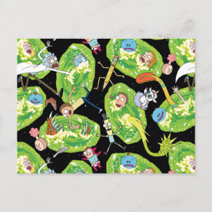 Cartão Postal De Convite RICK E MORTY™   Padrões de materiais de queda