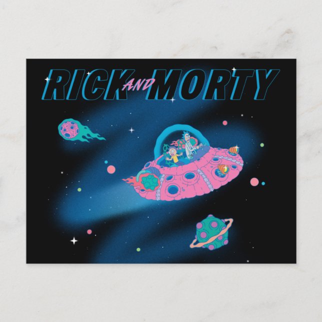 Cartão Postal De Convite RICK E MORTY™ | Viajar Pelo Espaço (Frente)