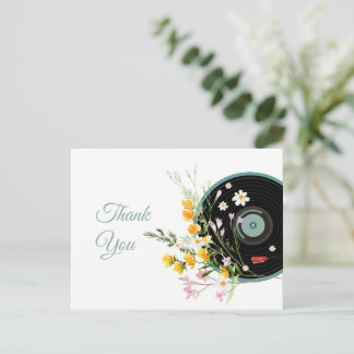Cartão Postal De Convite Romântico, Flor de Aquarela, obrigado rústico