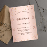 Cartão Postal De Convite Rosa de aniversário estrelas elegantes<br><div class="desc">Para uma elegante festa de aniversário 50th (ou qualquer idade). Um fundo de gradiente rosa ouro. Decorado com estrelas. Personalize e adicione um nome e detalhes da parte. Adicione o ano de nascimento e o ano de celebração. O nome é escrito com um script de estilo manuscrito</div>